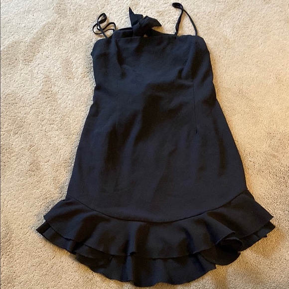 LUCY IN THE SKY DOUBLE TIE BACK RUFFLED HEM MINI DRESS - Picture 1 of 10